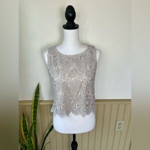 Vintage Banana Republic Lace Crochet Sleeveless Crop Top XS Fairy Cottagecore